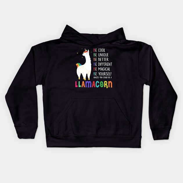 Llamacorn Funny Cute Llama Unicorn Kids Hoodie by Danielsmfbb